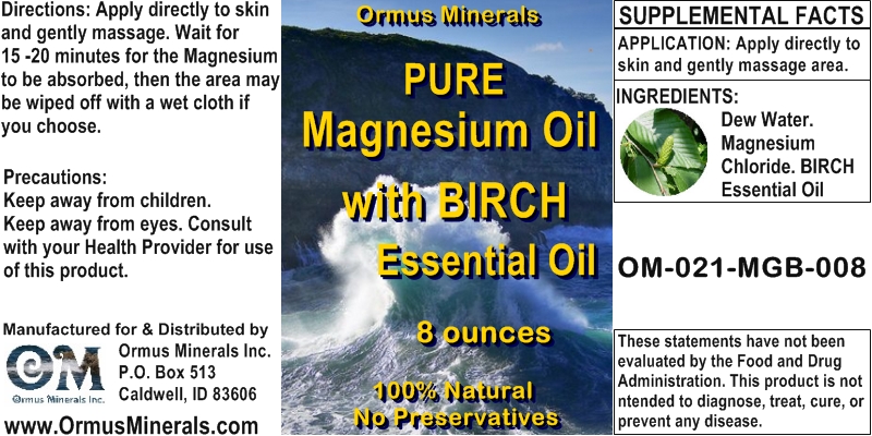 Ormus Minerals Pure Magnesium Oil with BIRCH Essential Oil